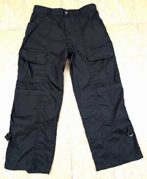 Sanctuary sz 30 Cargo Pants black legs can be rolled up on side stretch 1517